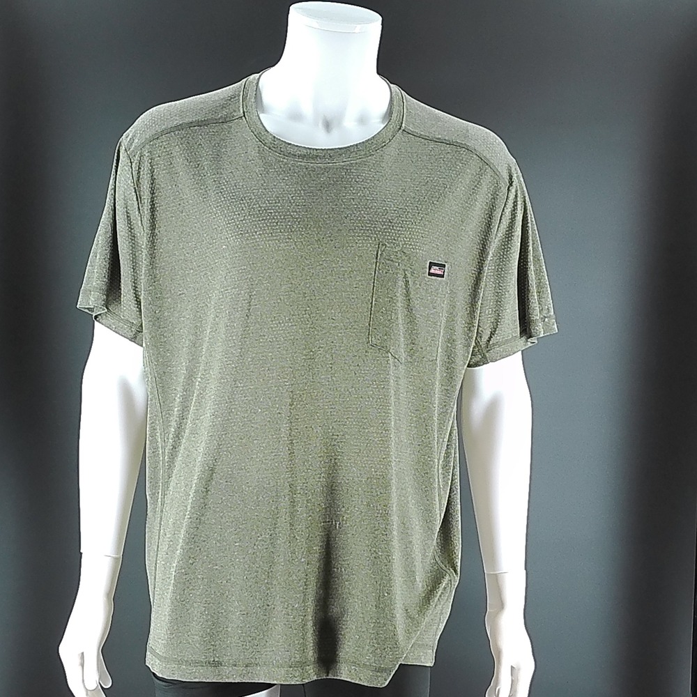 Genuine Dickies Mens 2XL Heather Olive Green Pocket T-Shirt Short Sleeve Poly